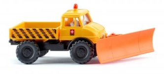 Wiking 037110 - H0 - Unimog U 406 mit Schneepflug PTT - orange